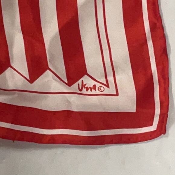 Vintage Vera Neumann Scarf - Signed - Red Abstract - 22" Collectible - Picture 2 of 7